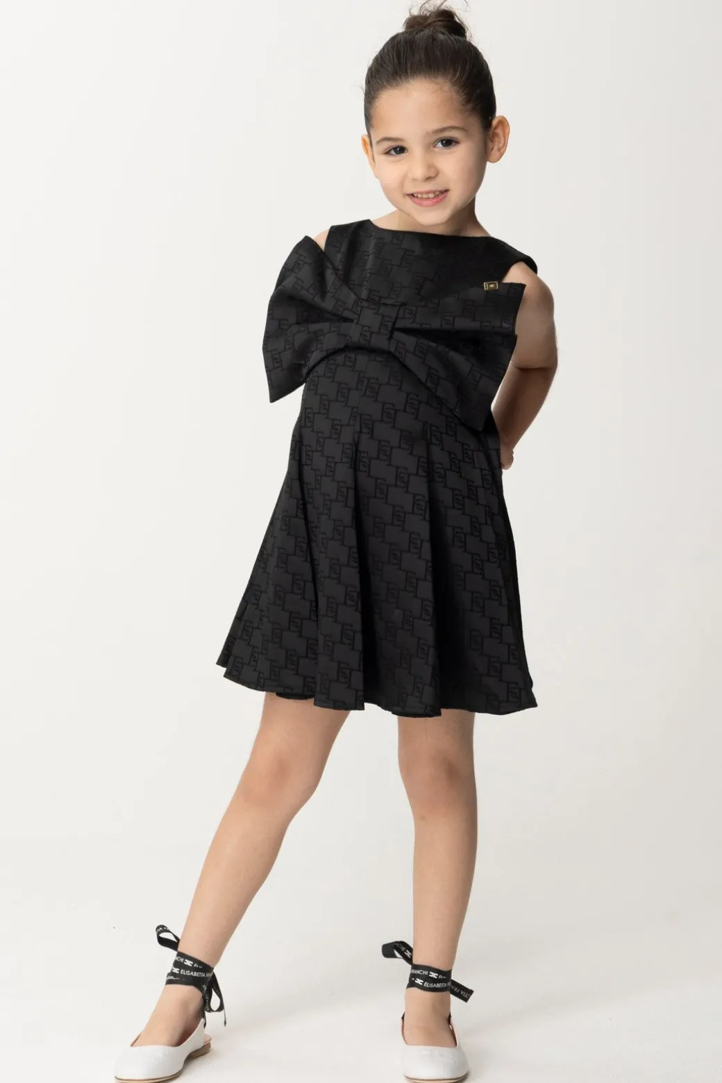 Elisabetta Franchi Bambina Abito In Raso con Maxi Fiocco