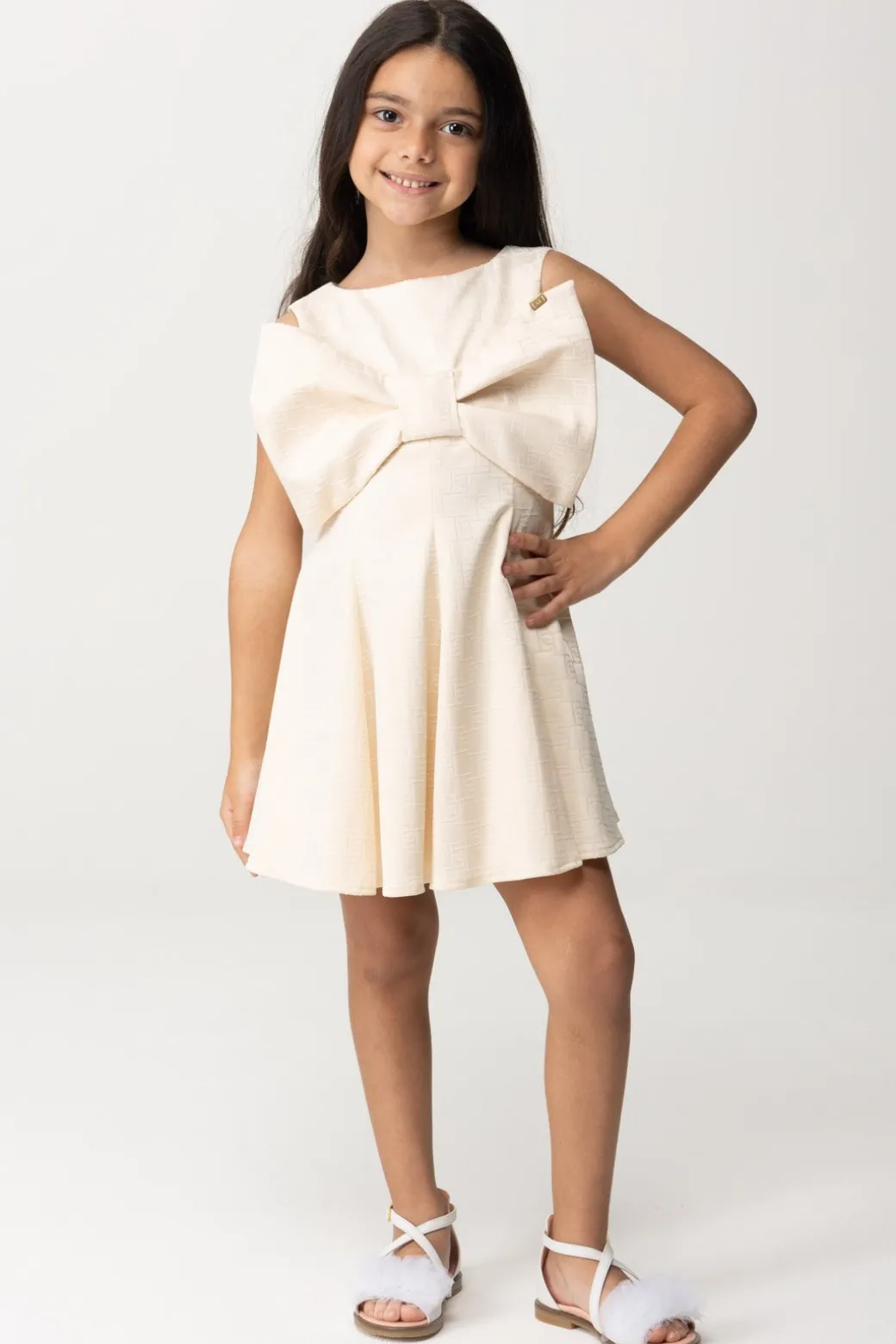 Elisabetta Franchi Bambina Abito In Raso con Maxi Fiocco