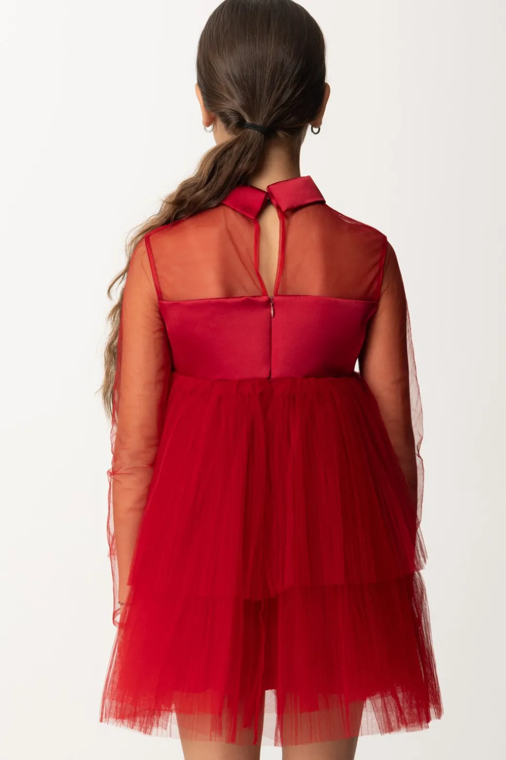 Elisabetta Franchi Bambina Abito In Tulle a Balza con Collettino