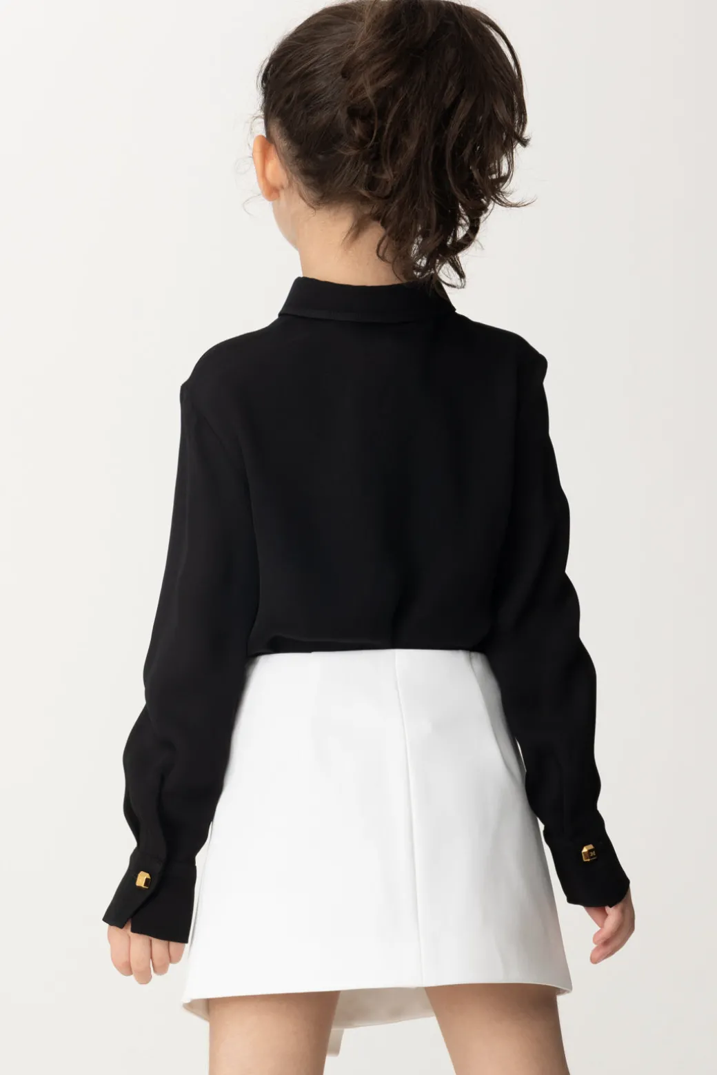 Elisabetta Franchi Bambina Camicia con Plastron Ricamato