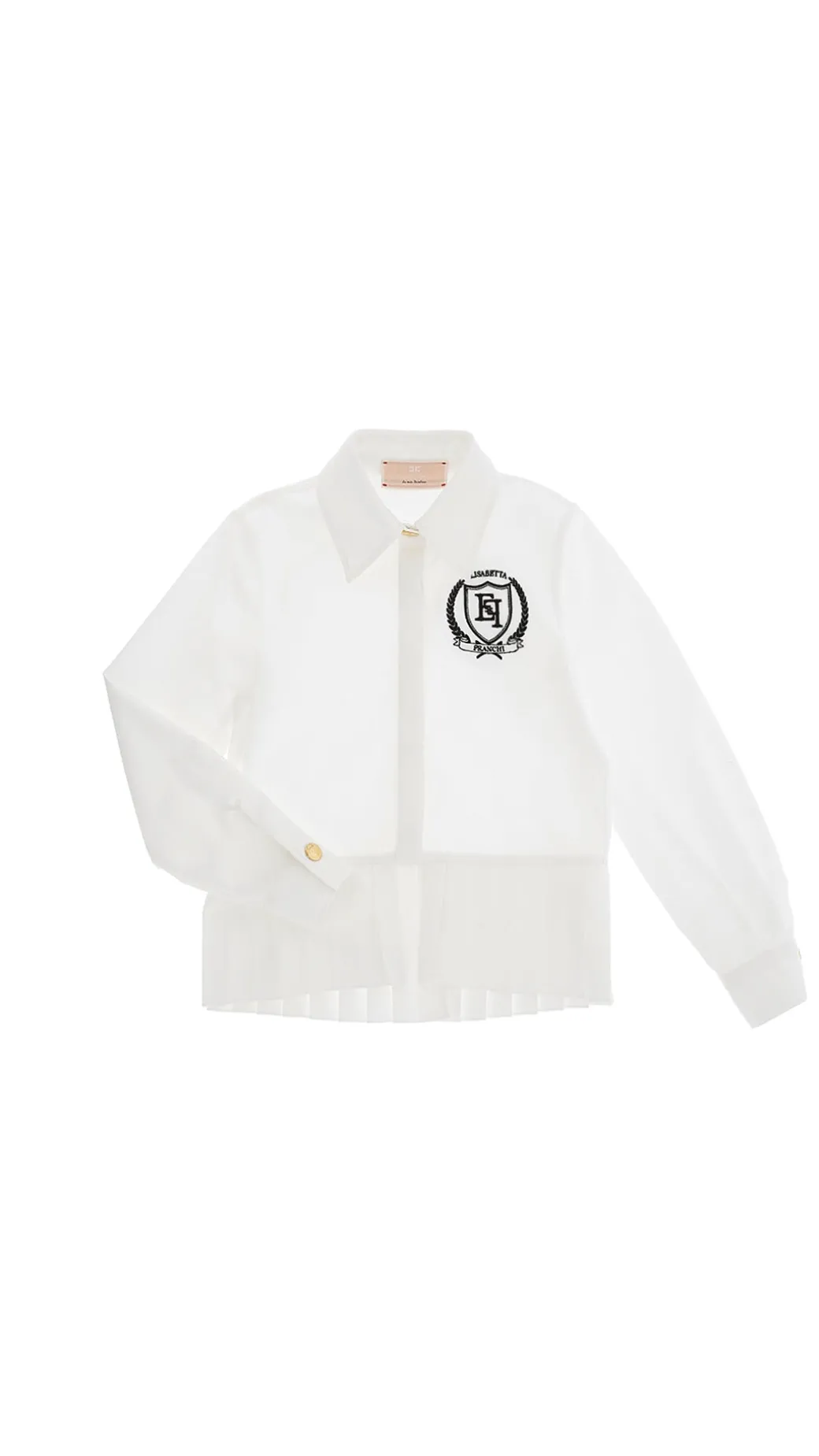 Elisabetta Franchi Bambina Camicia In Popeline con Plissé e Ricamo Logo