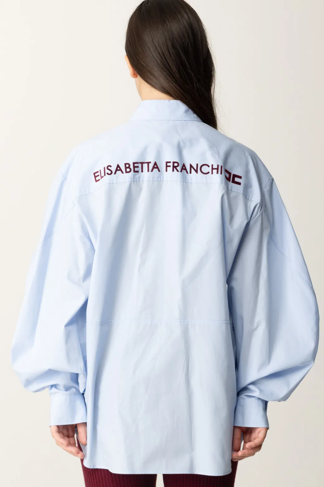 Elisabetta Franchi Bambina Camicia Over con Ricamo Flock Sul Retro