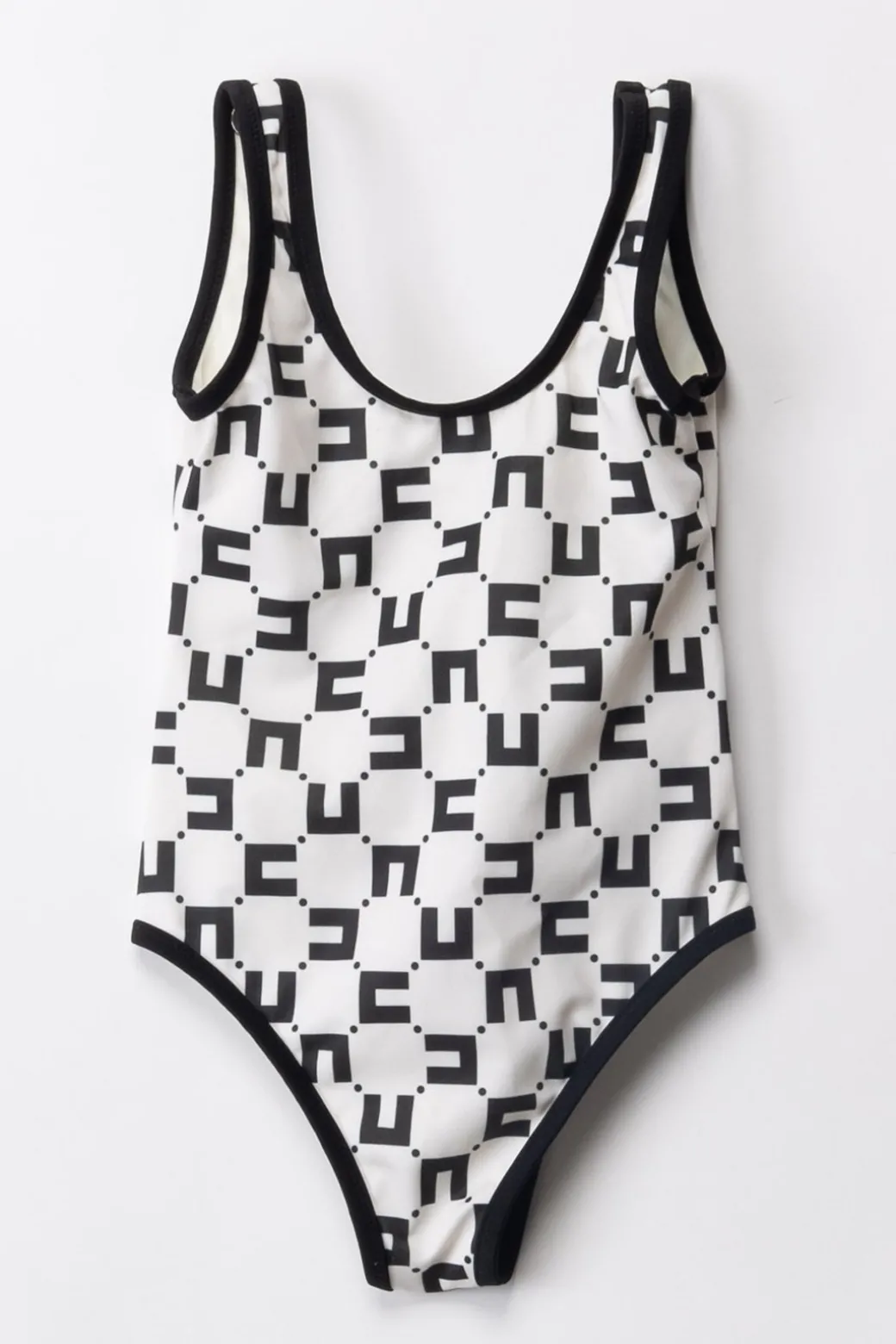 Elisabetta Franchi Bambina Costume Da Bagno Intero Stampa Logo Cubico