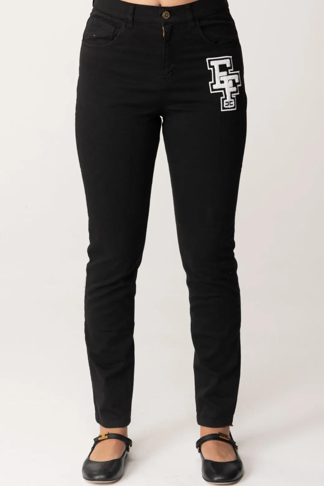 Elisabetta Franchi Bambina Denim Skinny con Patch Logo