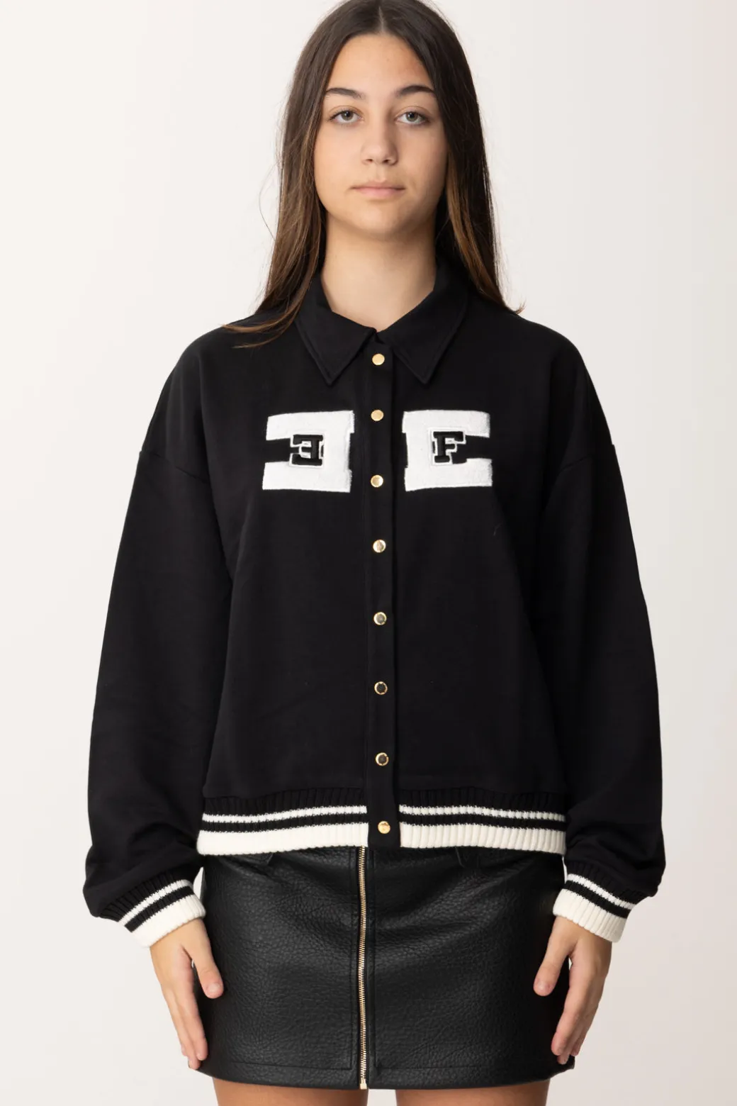 Elisabetta Franchi Bambina Felpa con Bottoni con Logo College