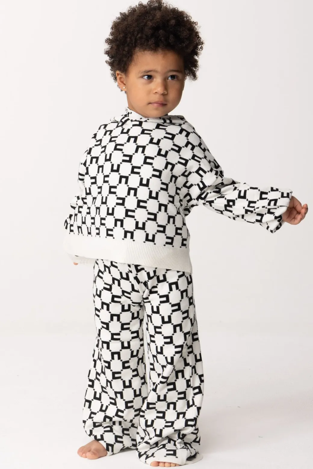 Elisabetta Franchi Bambina Felpa con Cappuccio e Stampa Logo Cubico