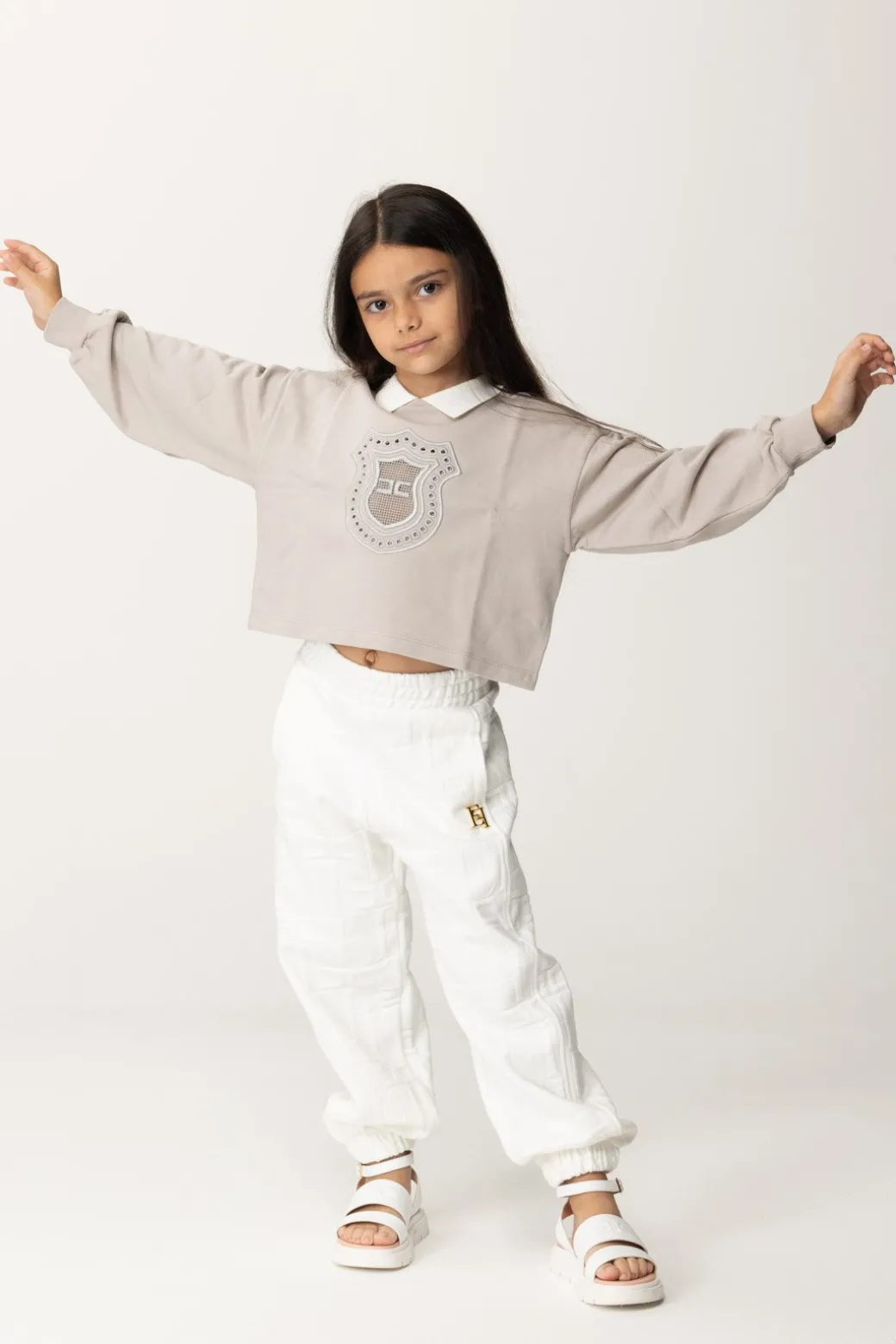 Elisabetta Franchi Bambina Felpa con Colletto a Camicia