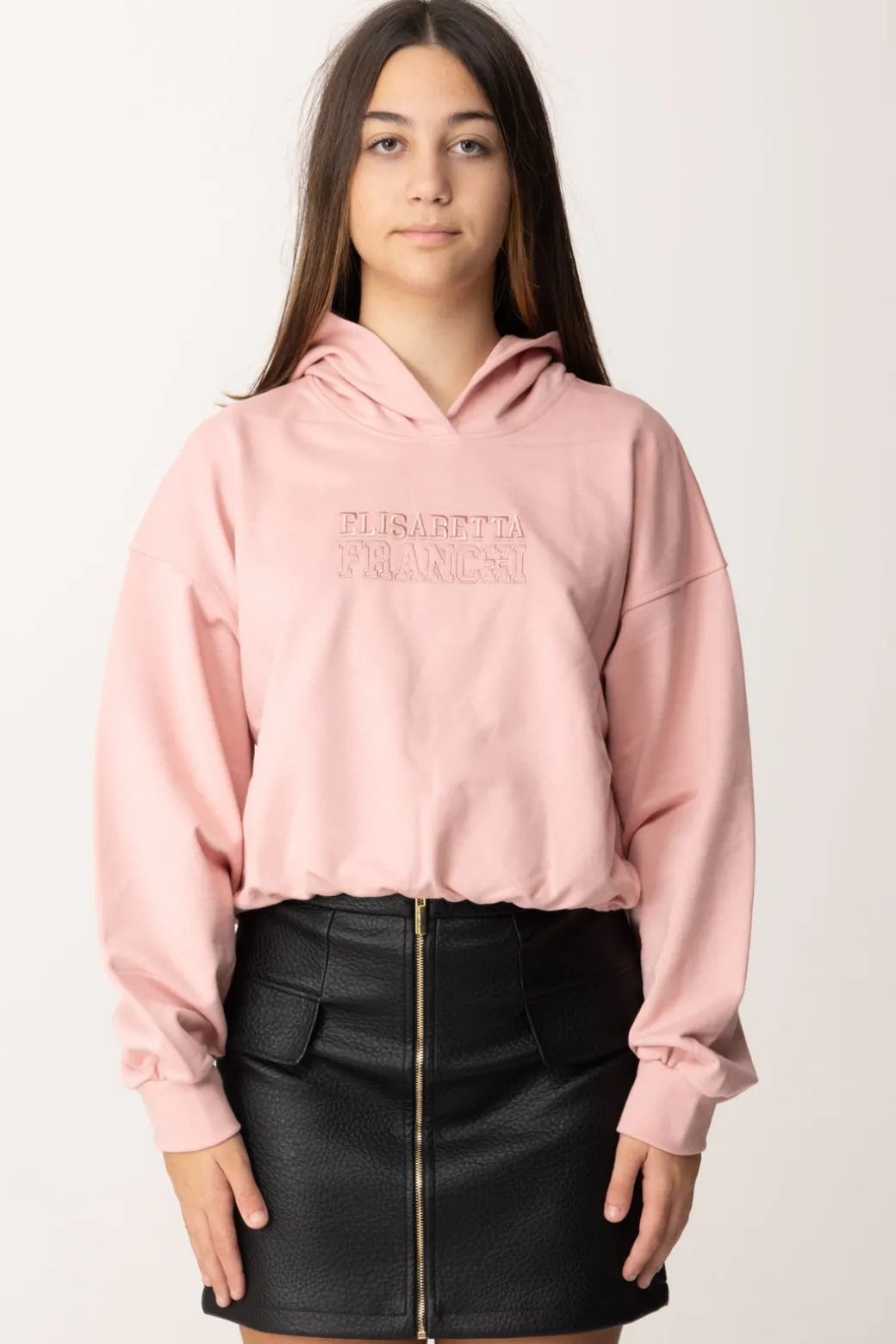 Elisabetta Franchi Bambina Felpa Crop con Ricamo Logo