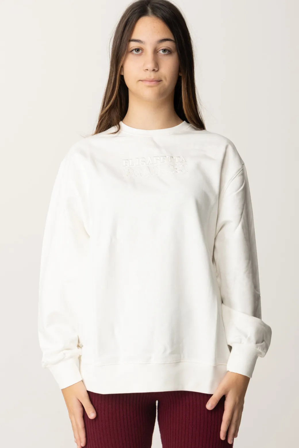 Elisabetta Franchi Bambina Felpa Over con Ricamo Lettering