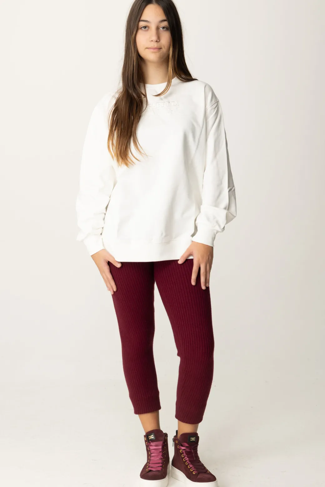Elisabetta Franchi Bambina Felpa Over con Ricamo Lettering