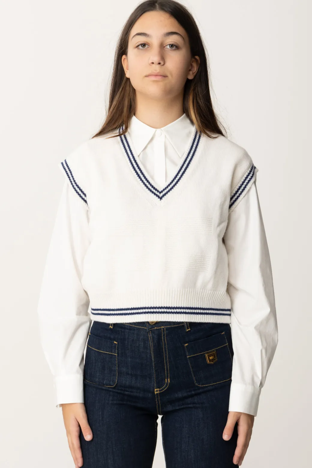 Elisabetta Franchi Bambina Gilet Corto In Lana