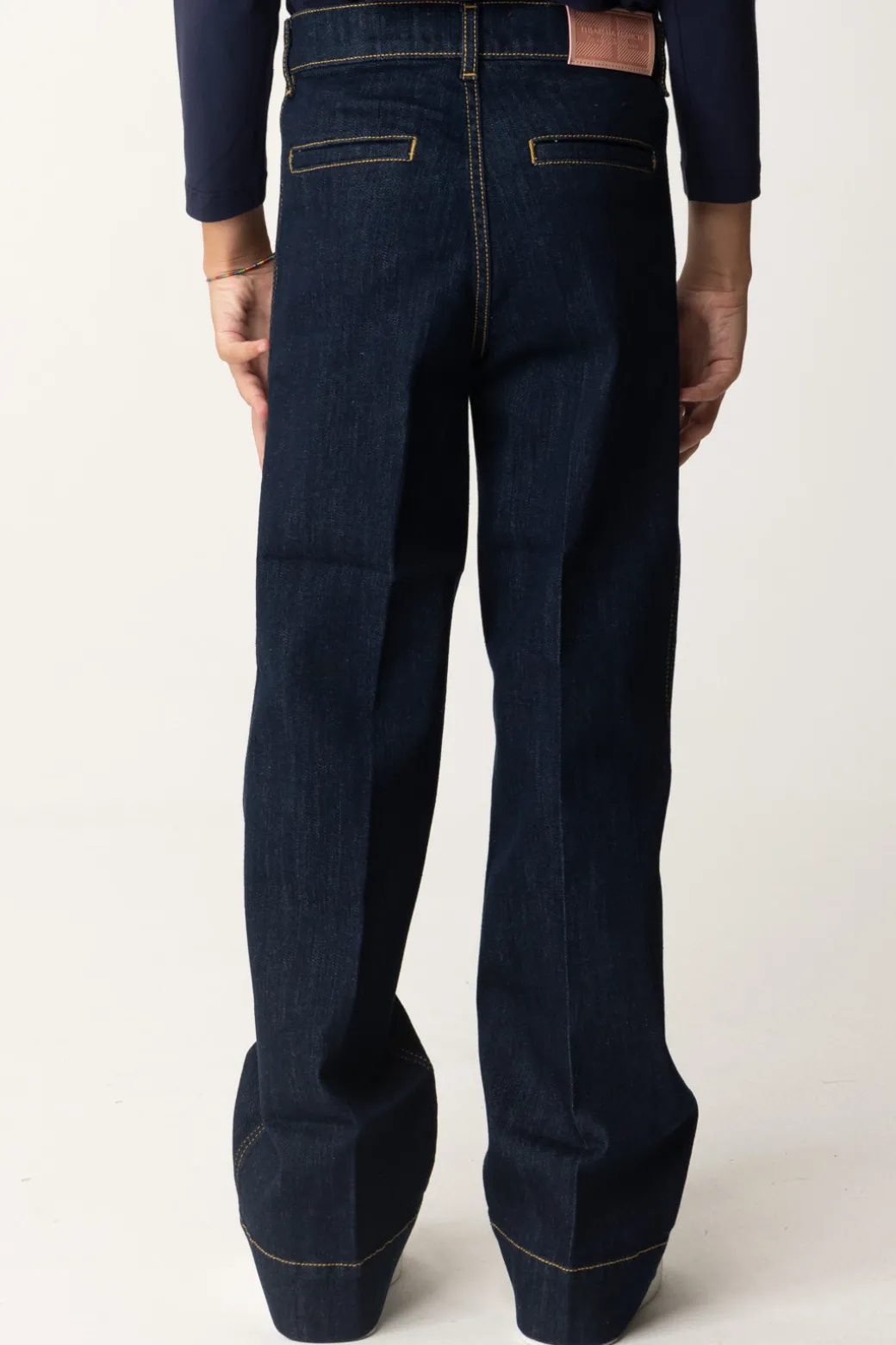 Elisabetta Franchi Bambina Jeans con Placca Logo a Scudetto
