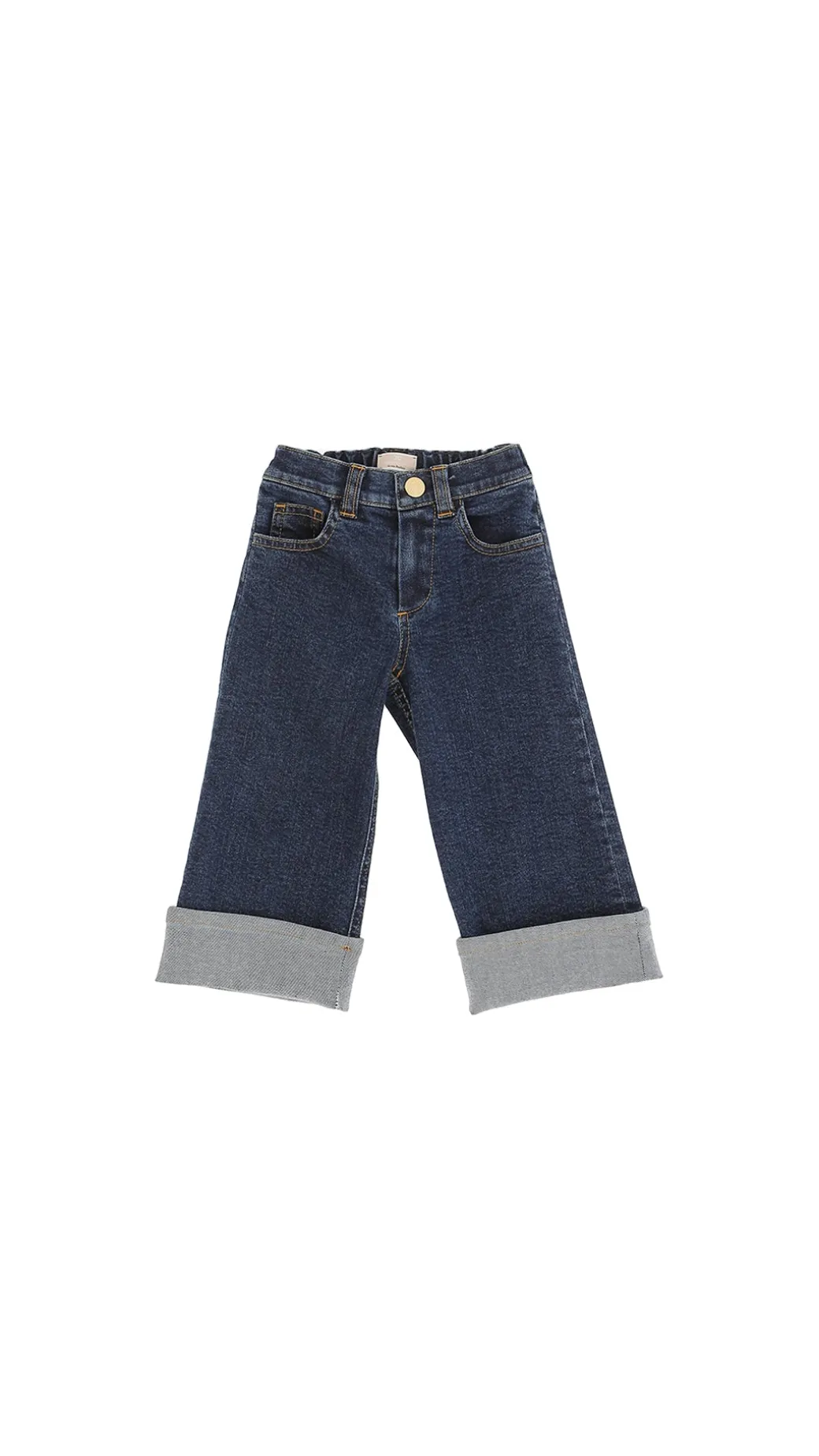 Elisabetta Franchi Bambina Jeans Wide Leg con Risvolto e Patch
