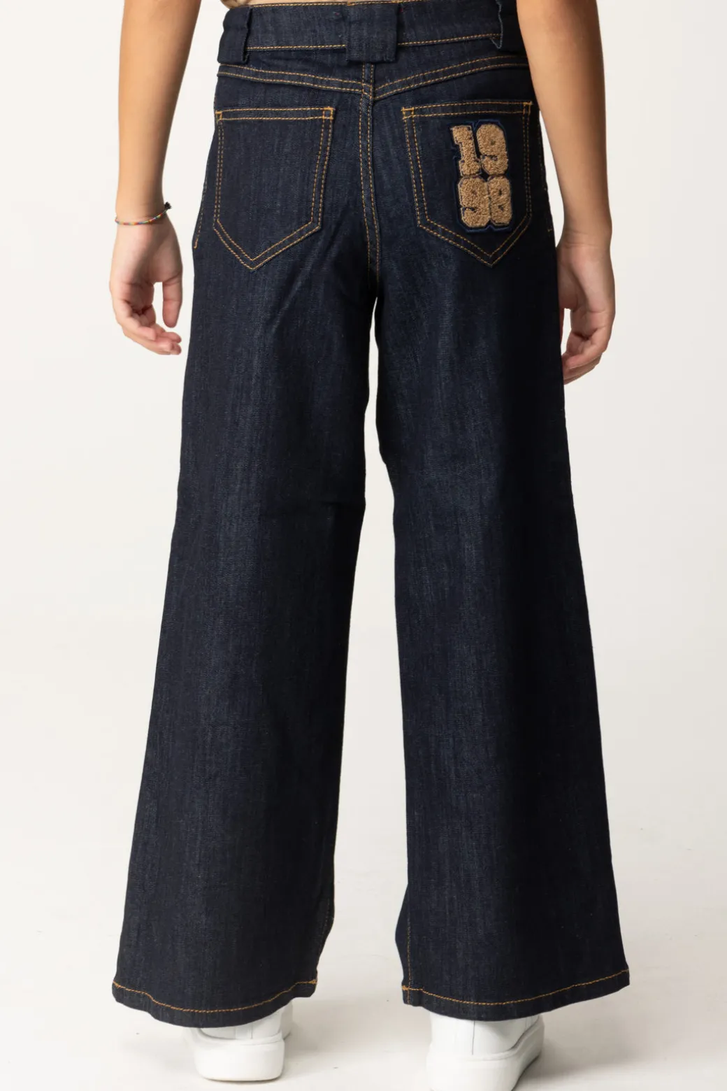 Elisabetta Franchi Bambina Jeans Wide-leg con Ricamo In Spugna