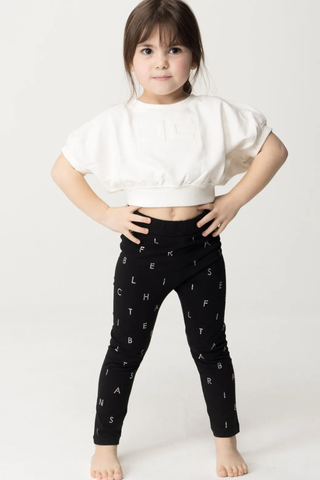 Elisabetta Franchi Bambina Leggings con Lettering In Strass