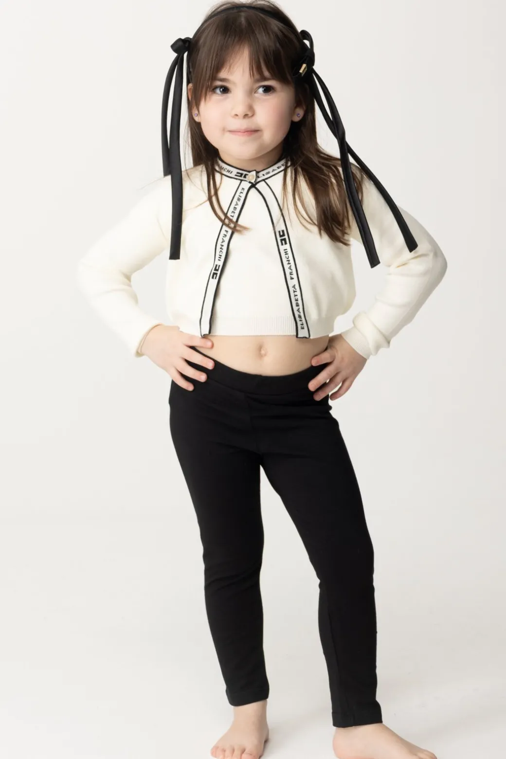 Elisabetta Franchi Bambina Leggings con Logo Cc Ricamato
