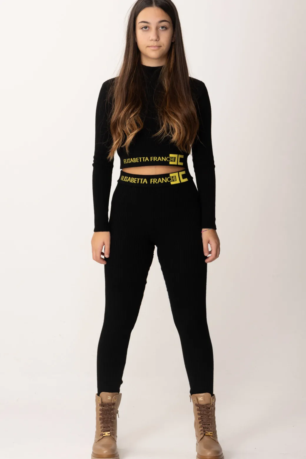 Elisabetta Franchi Bambina Leggings In Viscosa con Logo In Vita