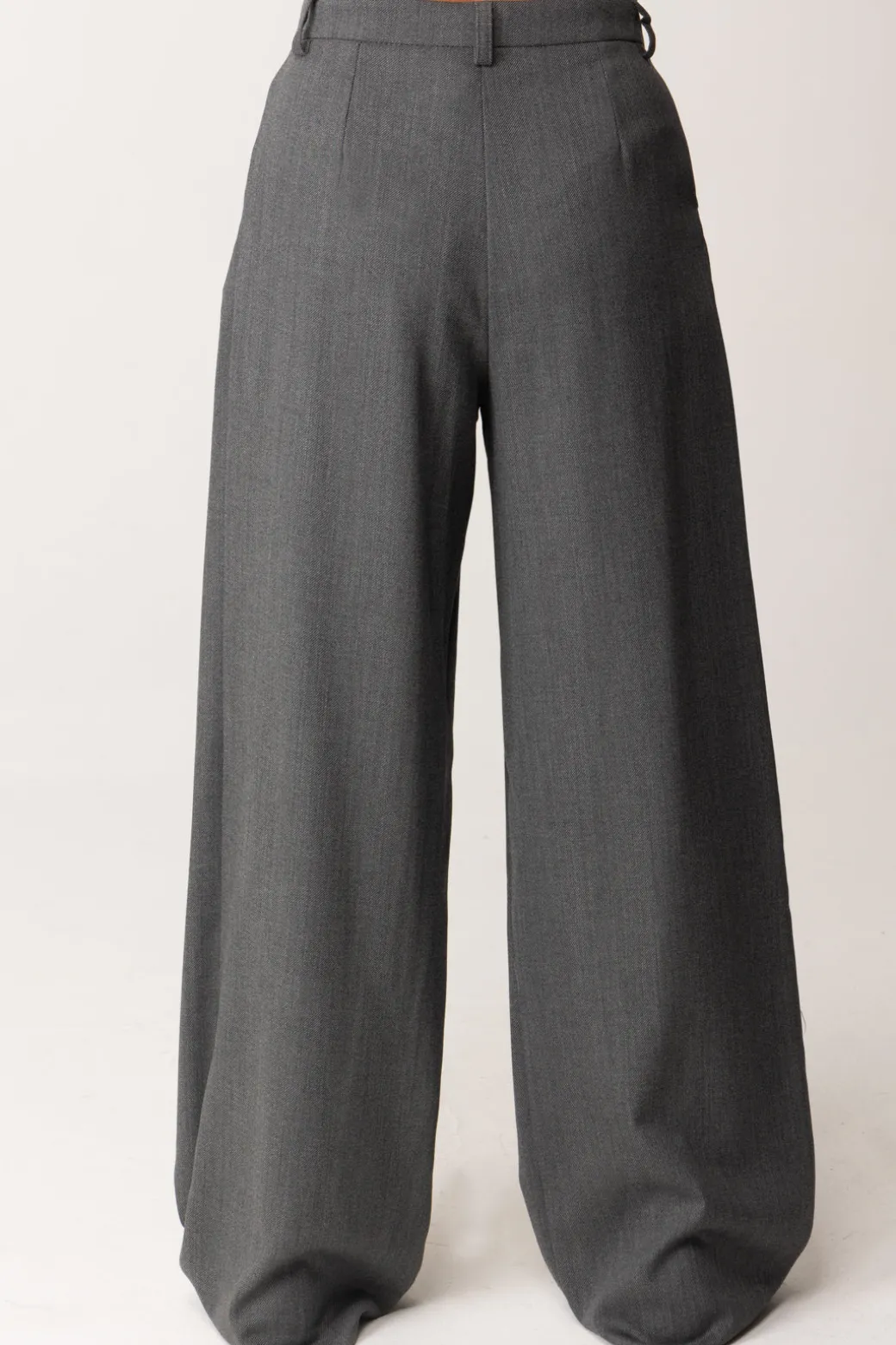 Elisabetta Franchi Bambina Pantaloni In Lana Wide Leg con Pinces