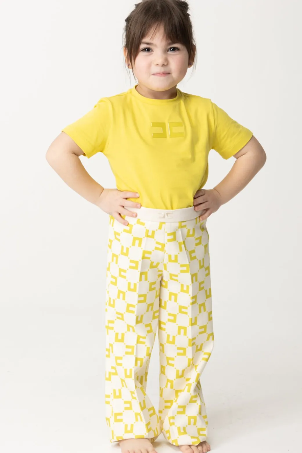 Elisabetta Franchi Bambina Pantaloni Stampa Logo con Piega