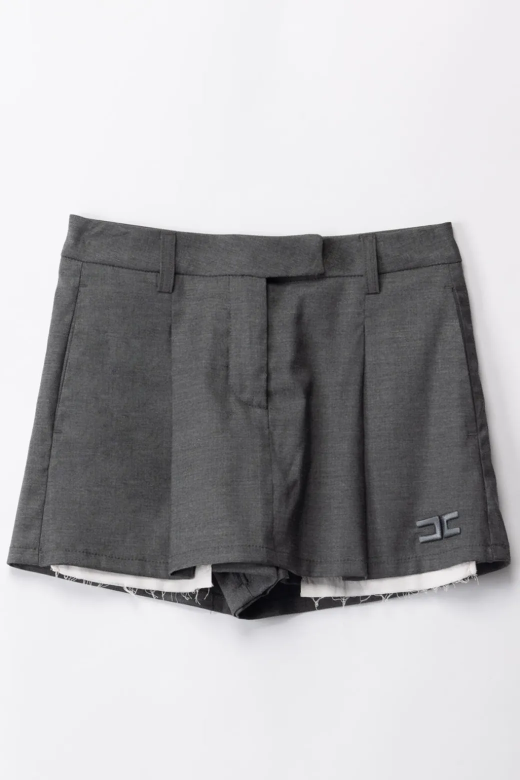 Elisabetta Franchi Bambina Shorts In Fresco Lana con Ricamo Logo