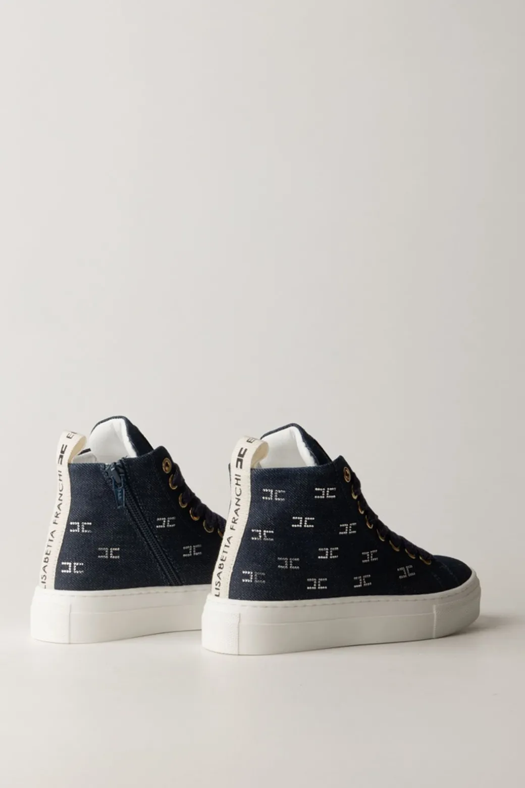 Elisabetta Franchi Bambina Sneaker Alte con Pattern Logo In Strass