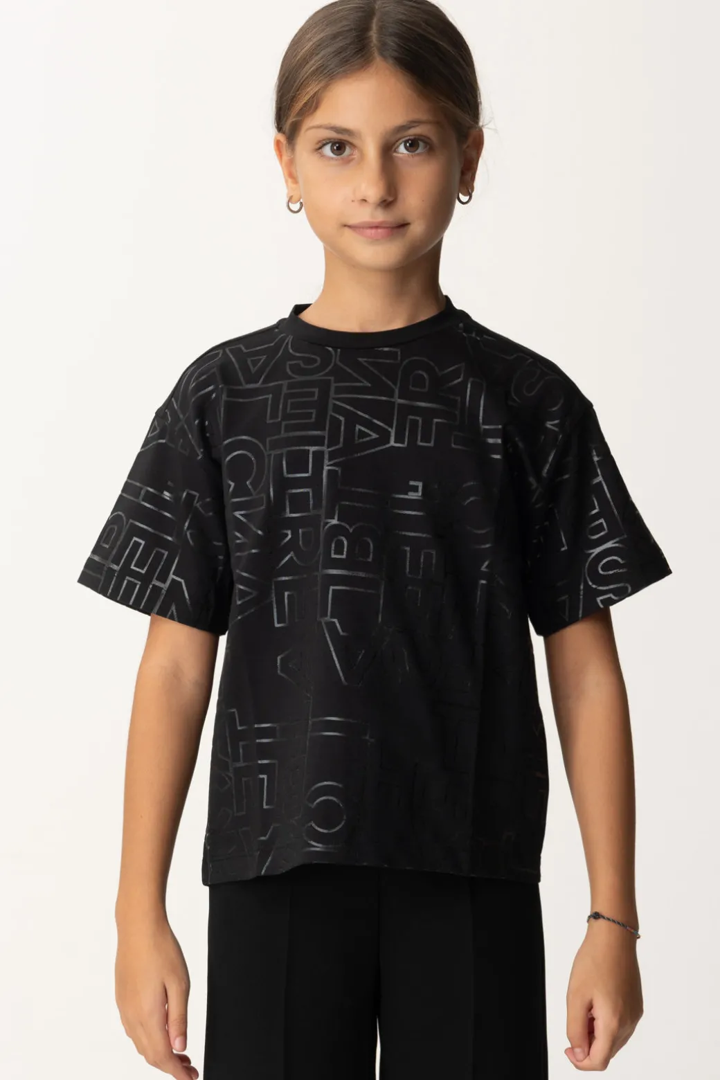 Elisabetta Franchi Bambina T-shirt con Stampa Lettering All-over