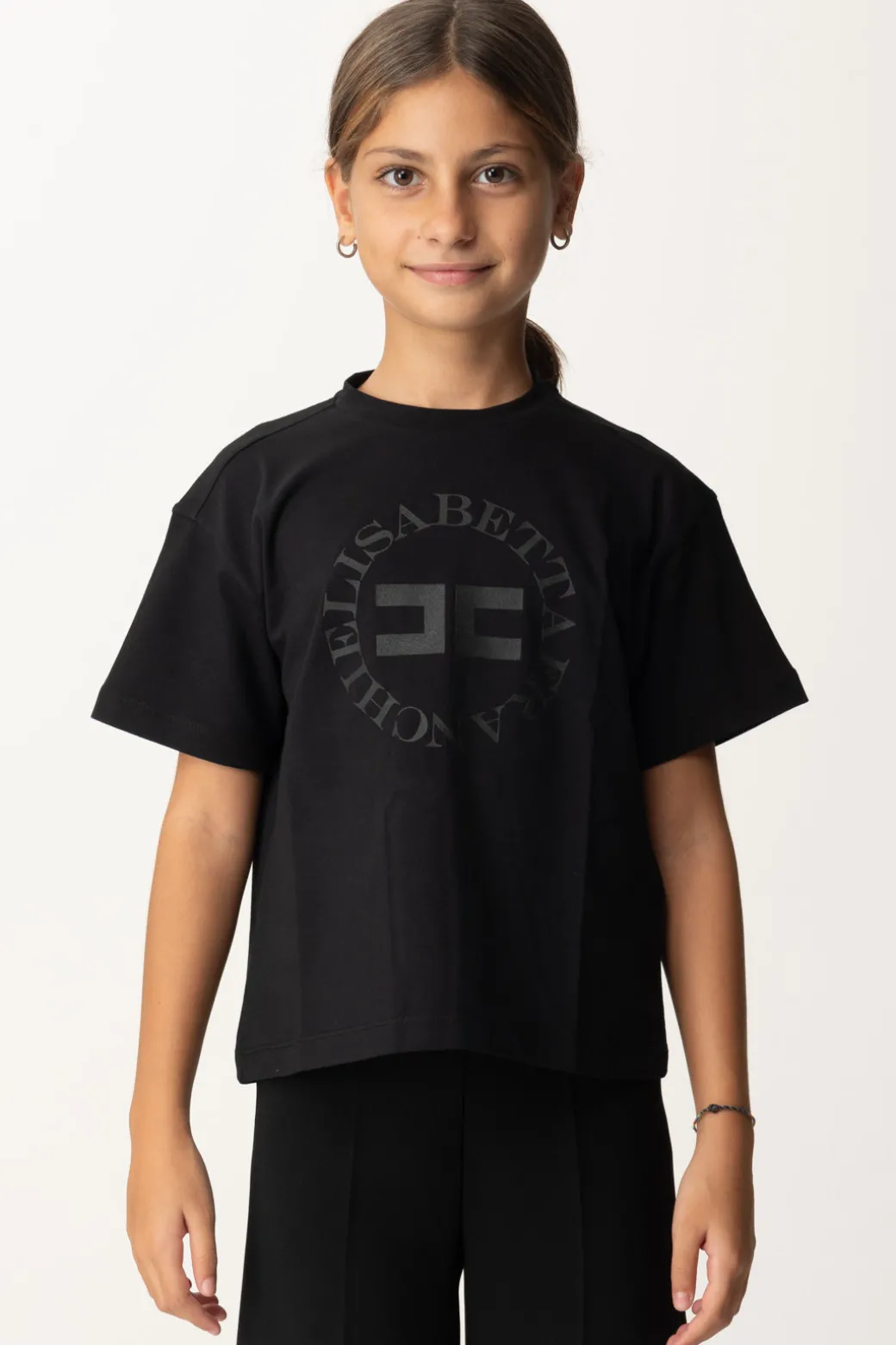 Elisabetta Franchi Bambina T-shirt con Stampa Logo e Lettering