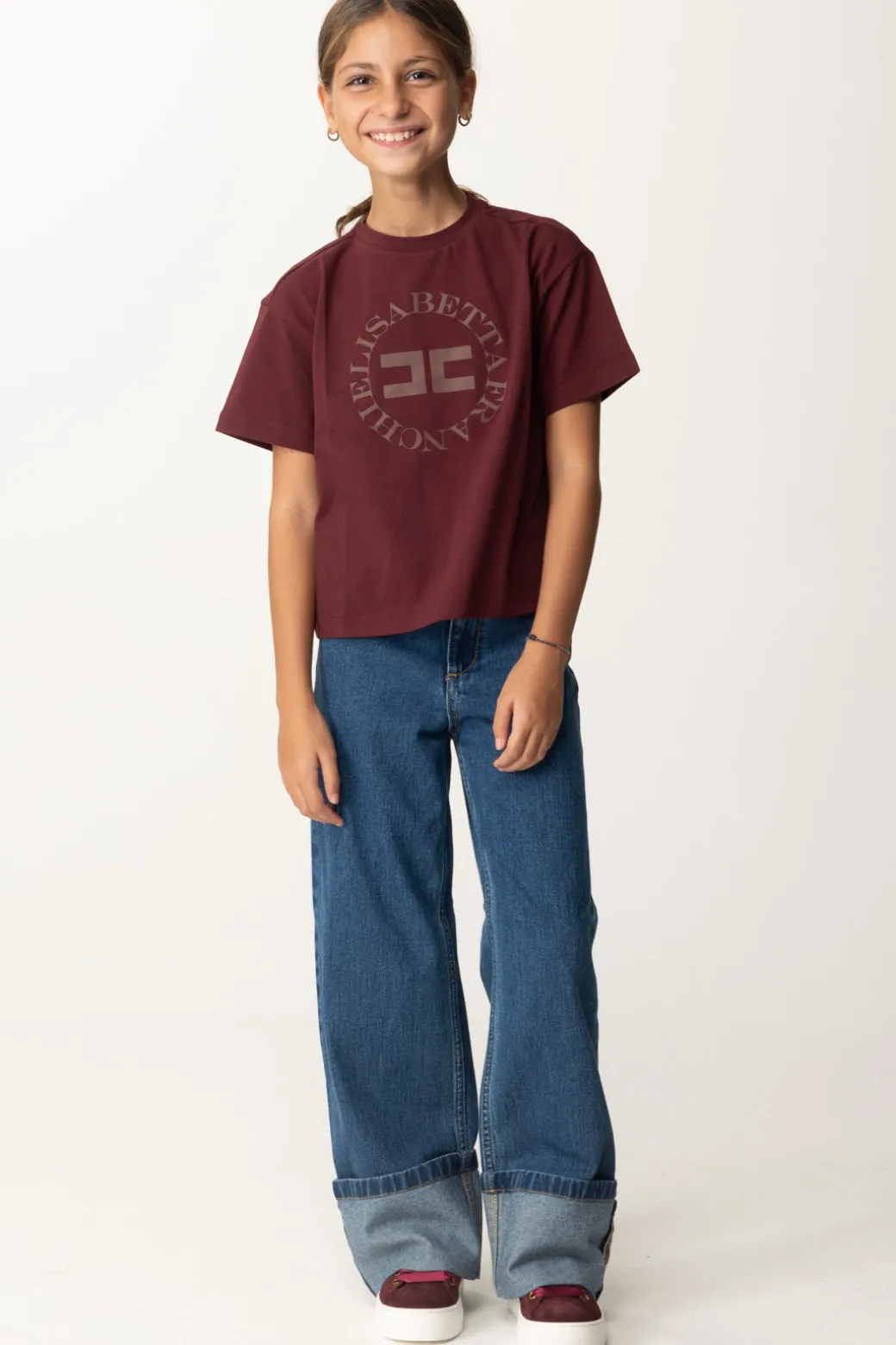 Elisabetta Franchi Bambina T-shirt con Stampa Logo e Lettering