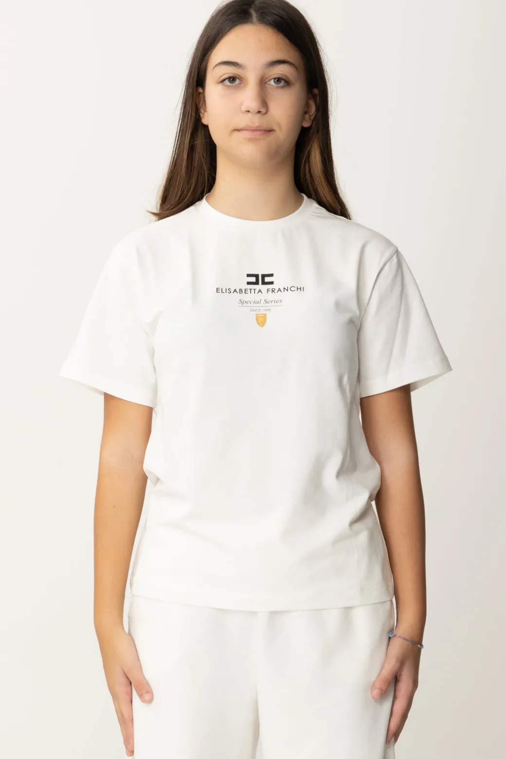 Elisabetta Franchi Bambina T-shirt con Stampa "special Series" e Placchetta