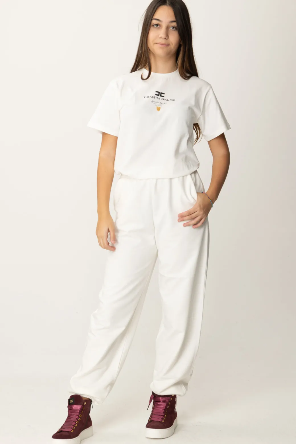 Elisabetta Franchi Bambina T-shirt con Stampa "special Series" e Placchetta