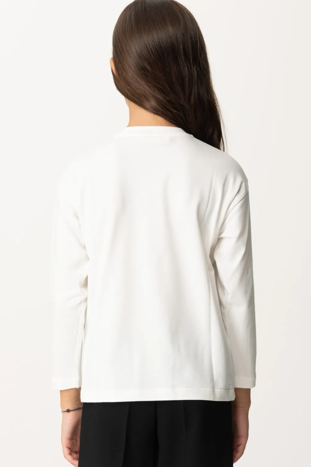 Elisabetta Franchi Bambina T-shirt Manica Lunga con Ricamo Logo