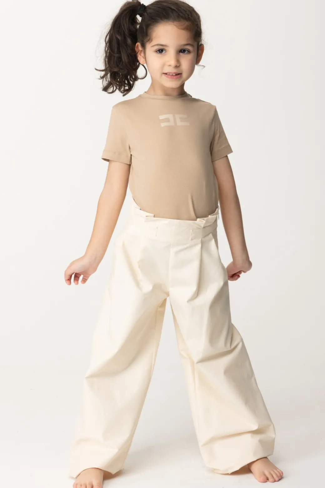 Elisabetta Franchi Bambina T-shirt Over con Applicazione Logo Cc