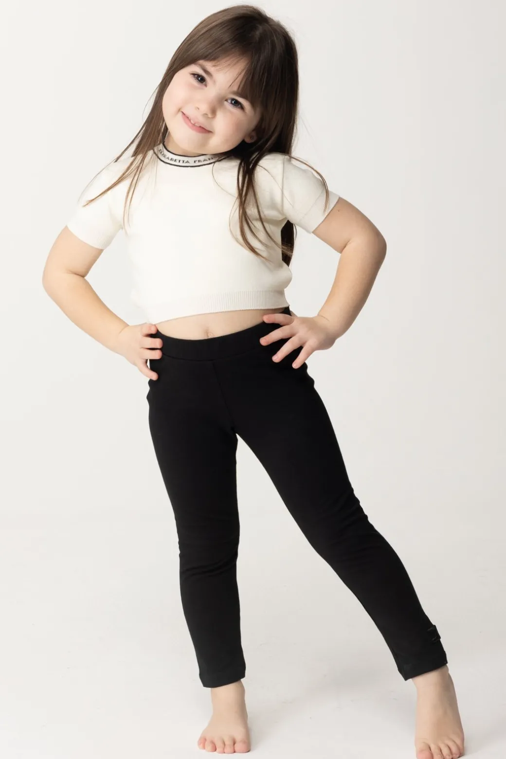 Elisabetta Franchi Bambina T-shirt Tricot con Girocollo Logato