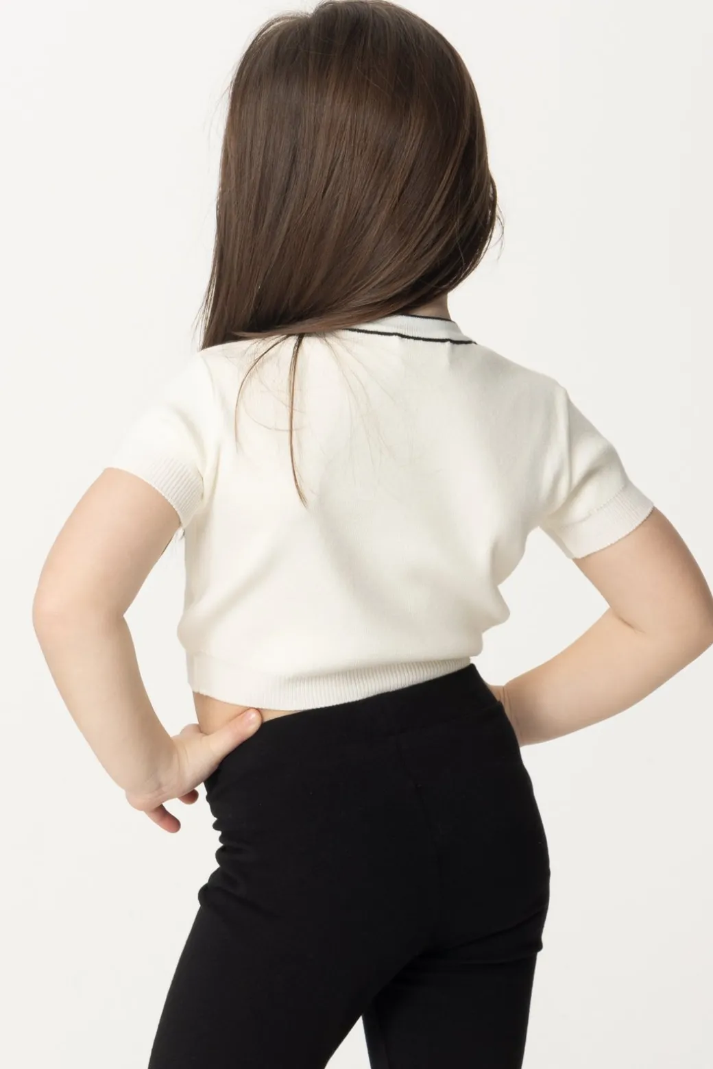 Elisabetta Franchi Bambina T-shirt Tricot con Girocollo Logato
