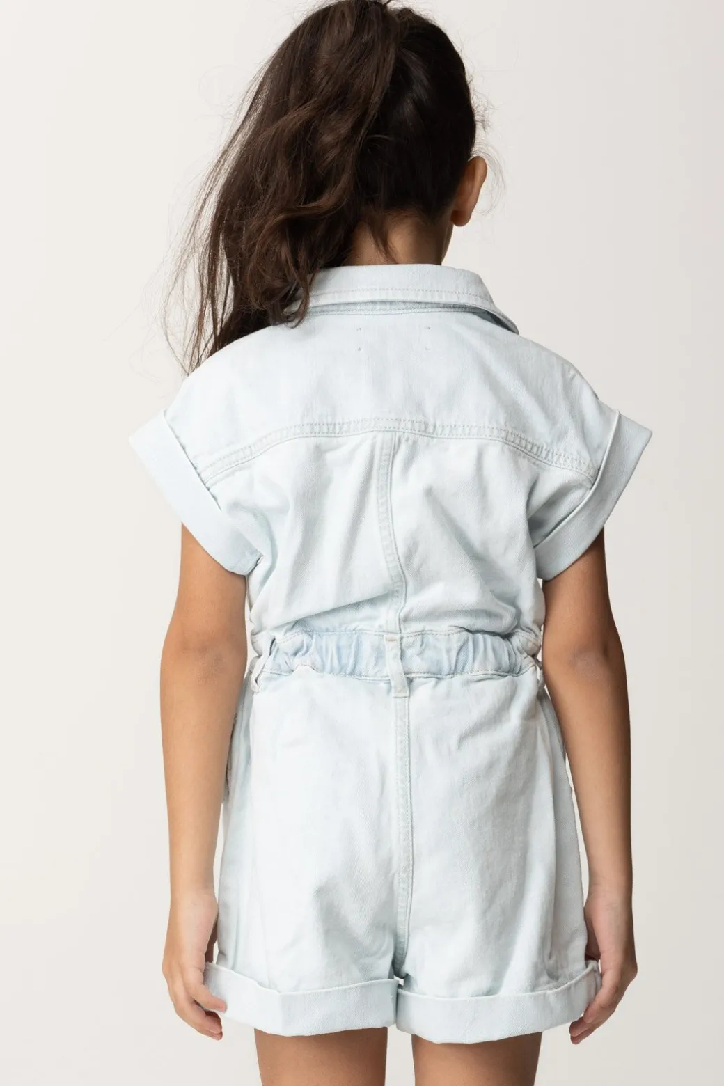 Elisabetta Franchi Bambina Tuta Corta In Jeans