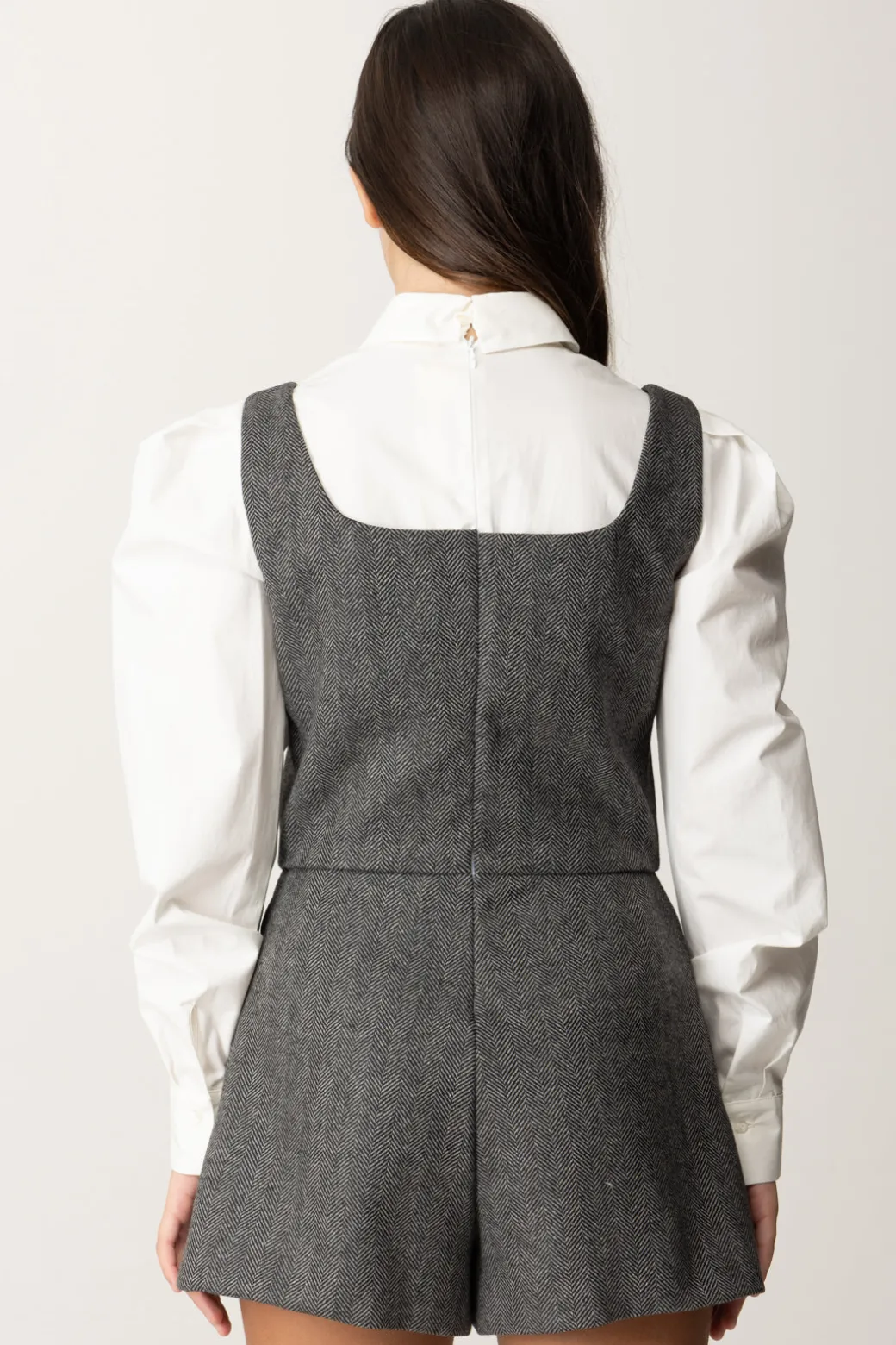 Elisabetta Franchi Bambina Tuta Corta In Lana con Inserto Camicia