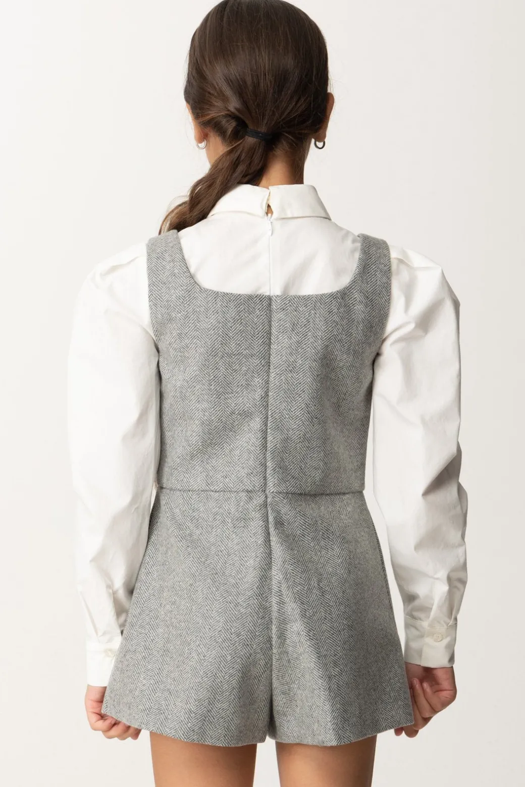 Elisabetta Franchi Bambina Tuta Corta In Lana con Inserto Camicia