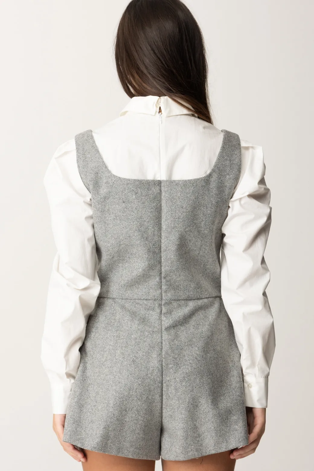 Elisabetta Franchi Bambina Tuta Corta In Lana con Inserto Camicia