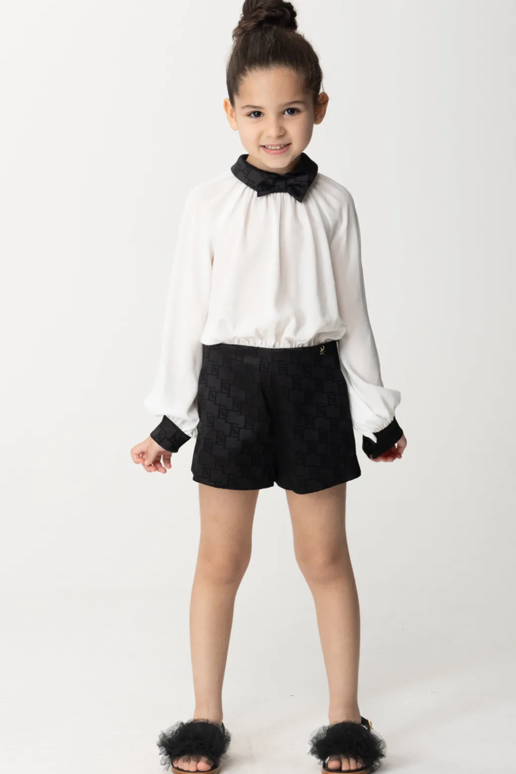 Elisabetta Franchi Bambina Tuta Corta In Raso e Georgette