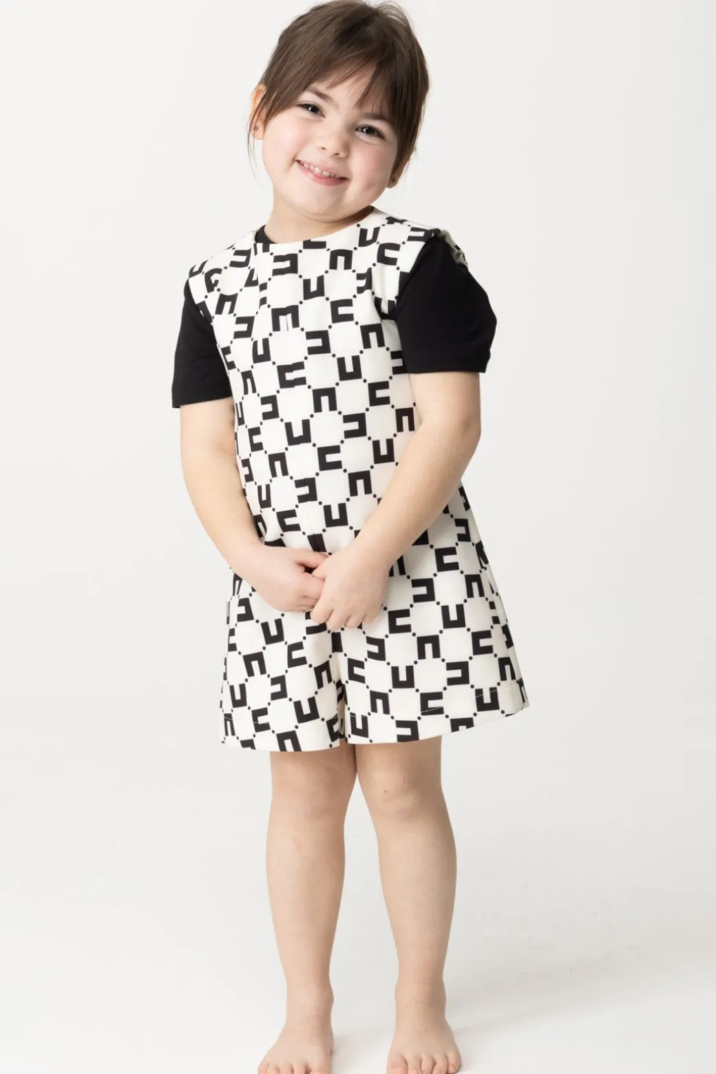 Elisabetta Franchi Bambina Tuta Corta Stampa Logo Cubica