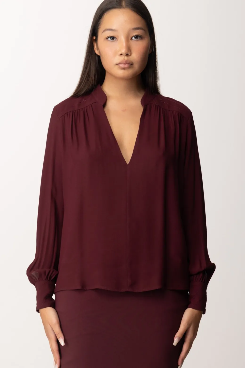 Donna Elisabetta Franchi Blusa con Inserto a Righe e Logo