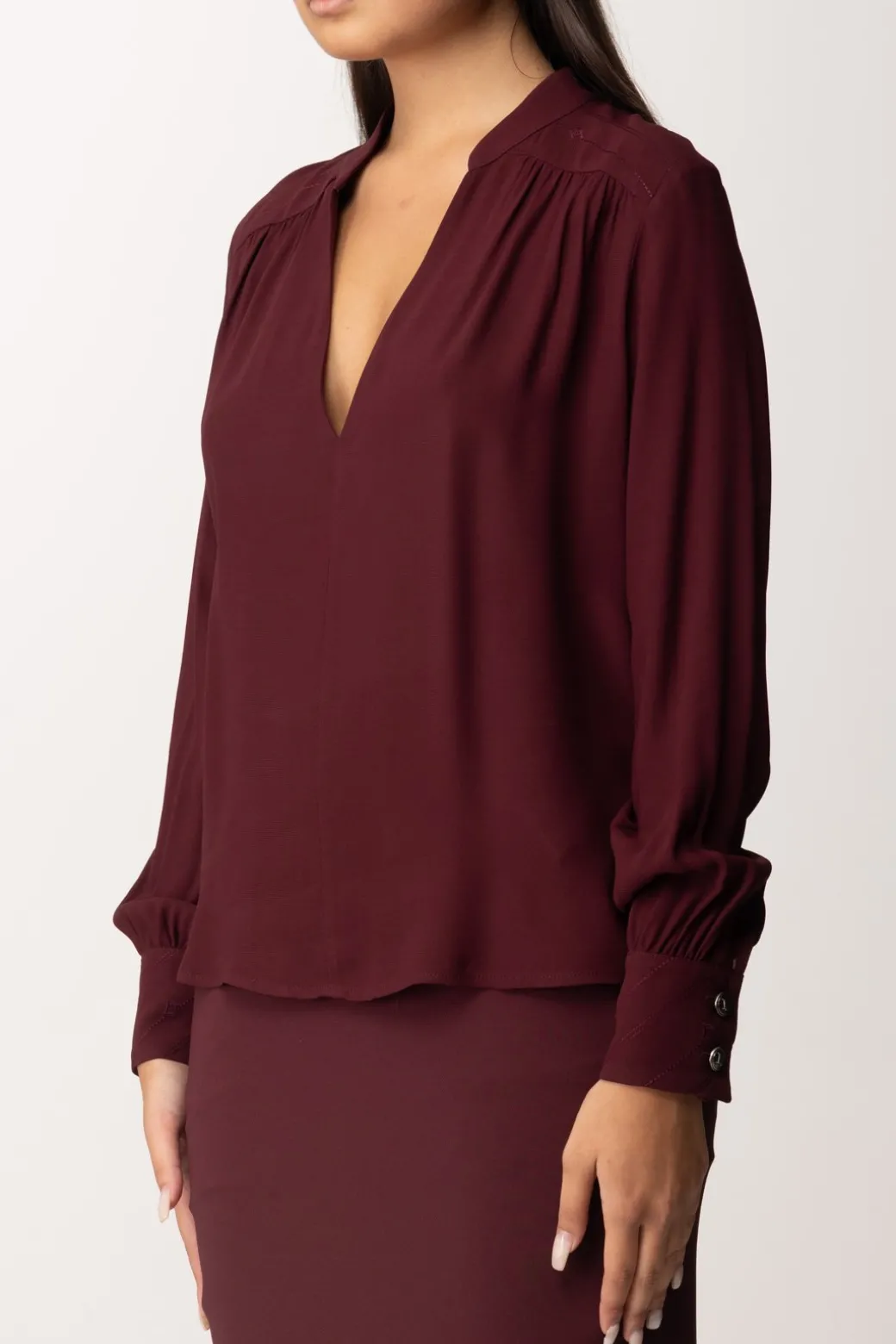 Donna Elisabetta Franchi Blusa con Inserto a Righe e Logo