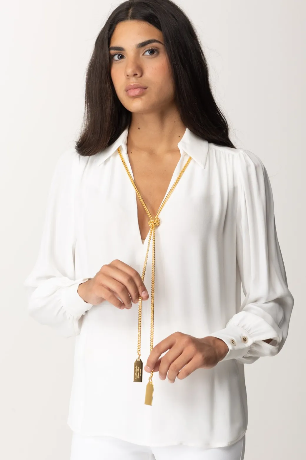 Donna Elisabetta Franchi Blusa In Georgette con Collana