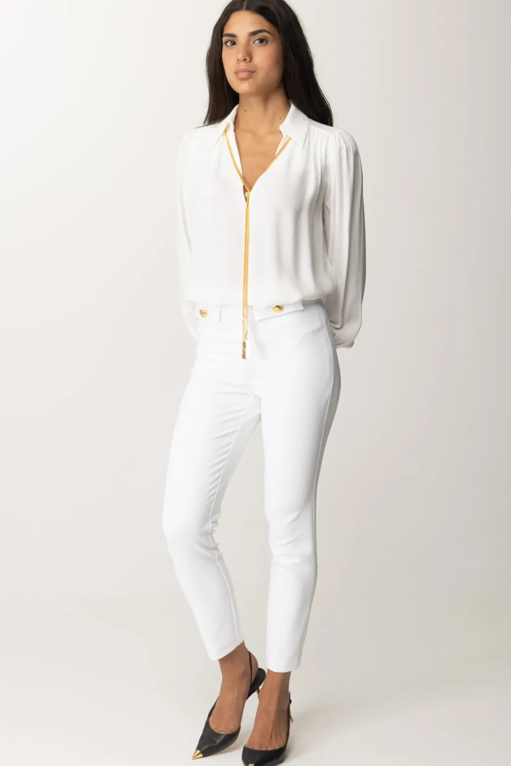 Donna Elisabetta Franchi Blusa In Georgette con Collana