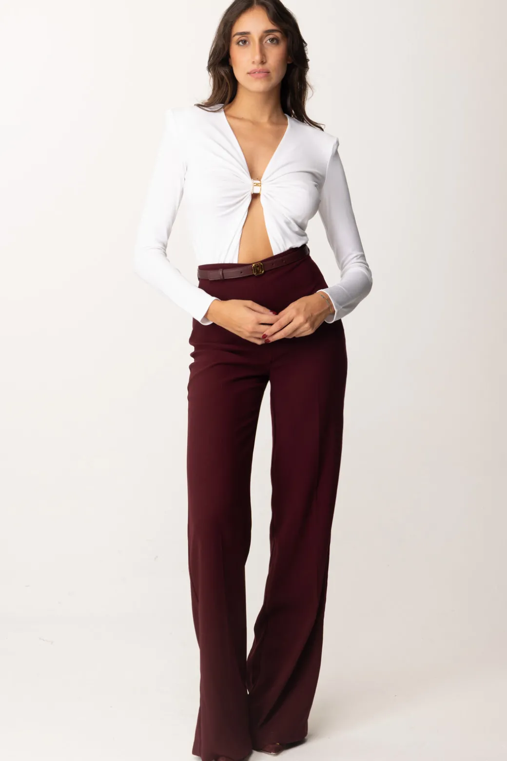 Donna Elisabetta Franchi Body con Cut-out e Gioiello