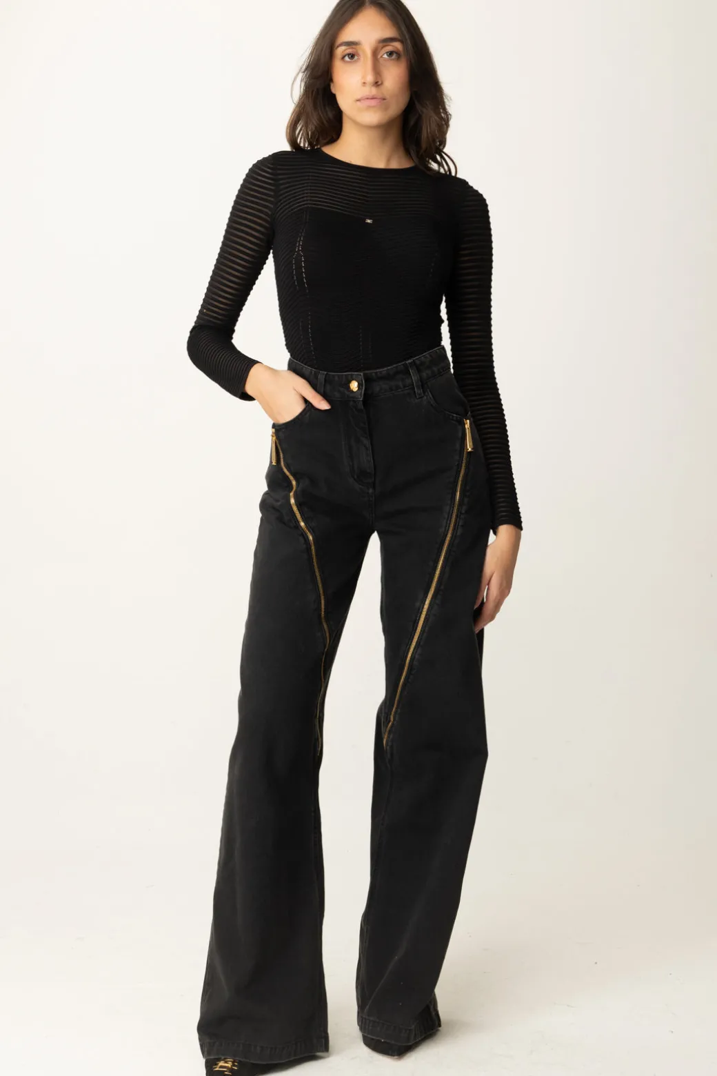 Donna Elisabetta Franchi Body con Motivo Chevron