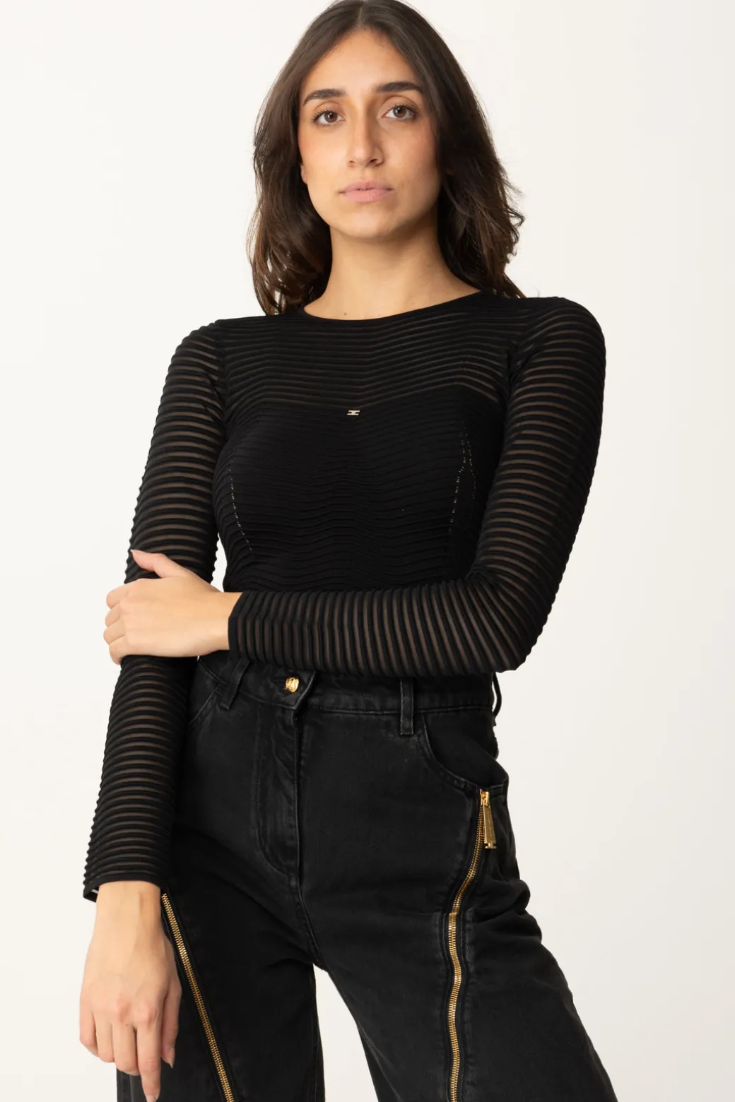 Donna Elisabetta Franchi Body con Motivo Chevron