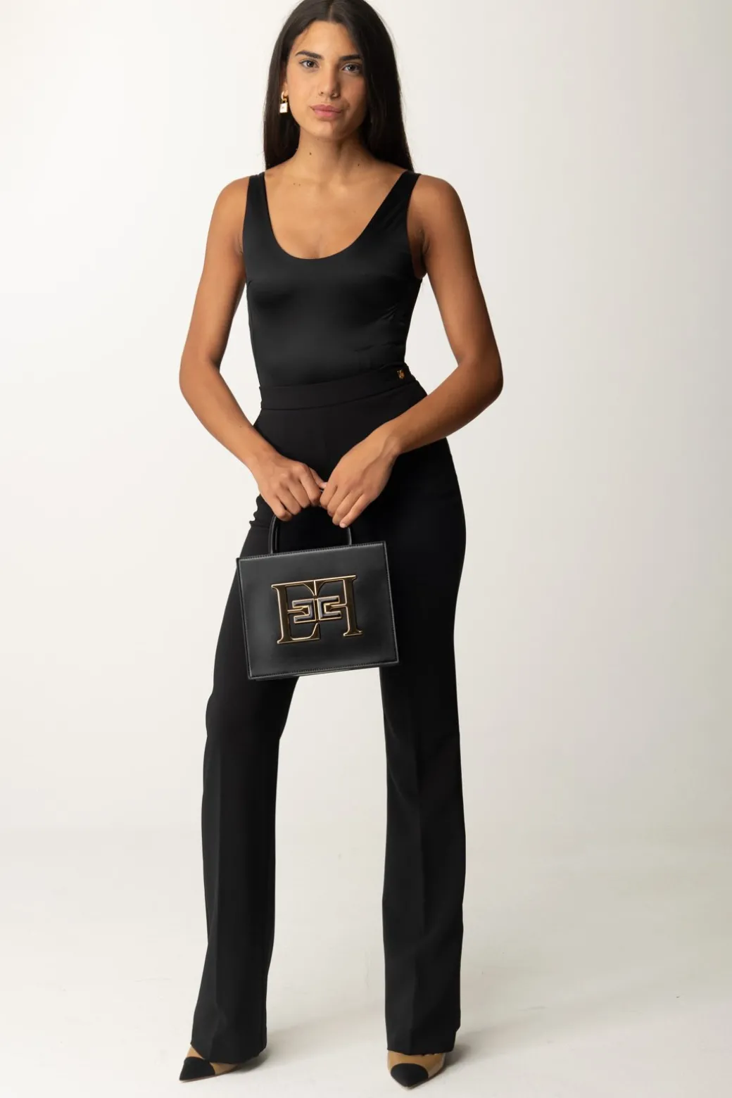 Donna Elisabetta Franchi Body In Lycra con Bande Logate