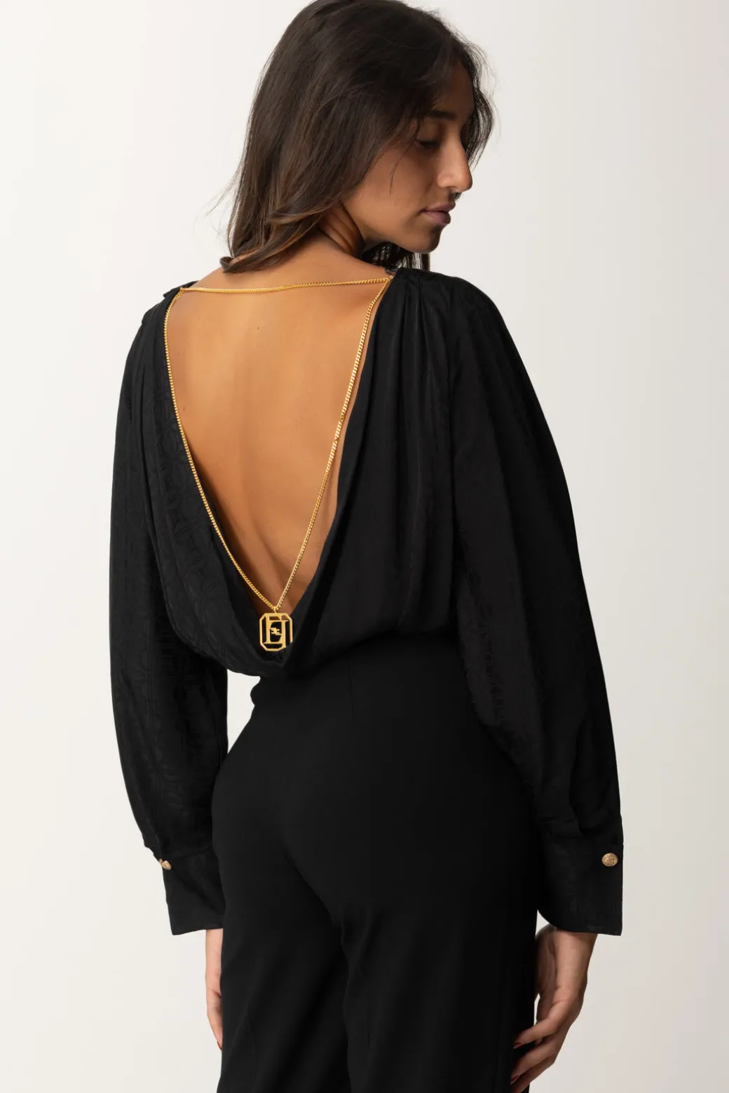 Donna Elisabetta Franchi Body In Raso Jacquard con Collana