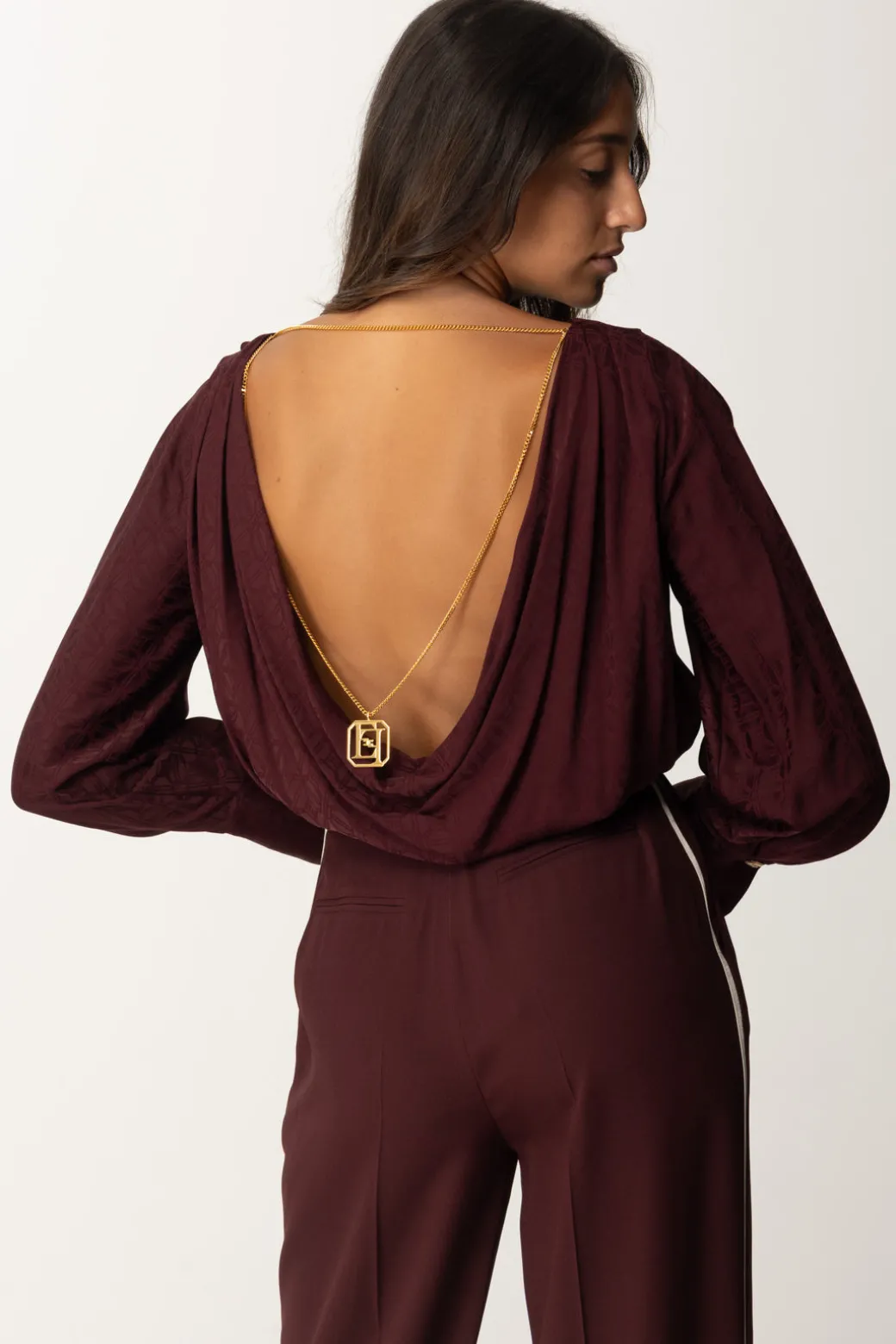 Donna Elisabetta Franchi Body In Raso Jacquard con Collana